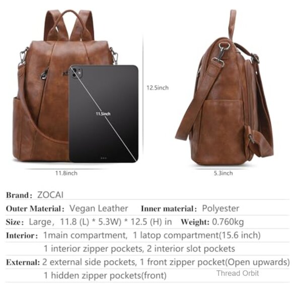 Medium Vegan Leather Anti-Theft Backpack Purse with Removable Strap main image 7